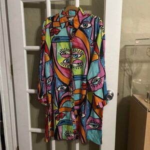 Live 4 Truth Multicolor Abstract Shirt Dress Size Large